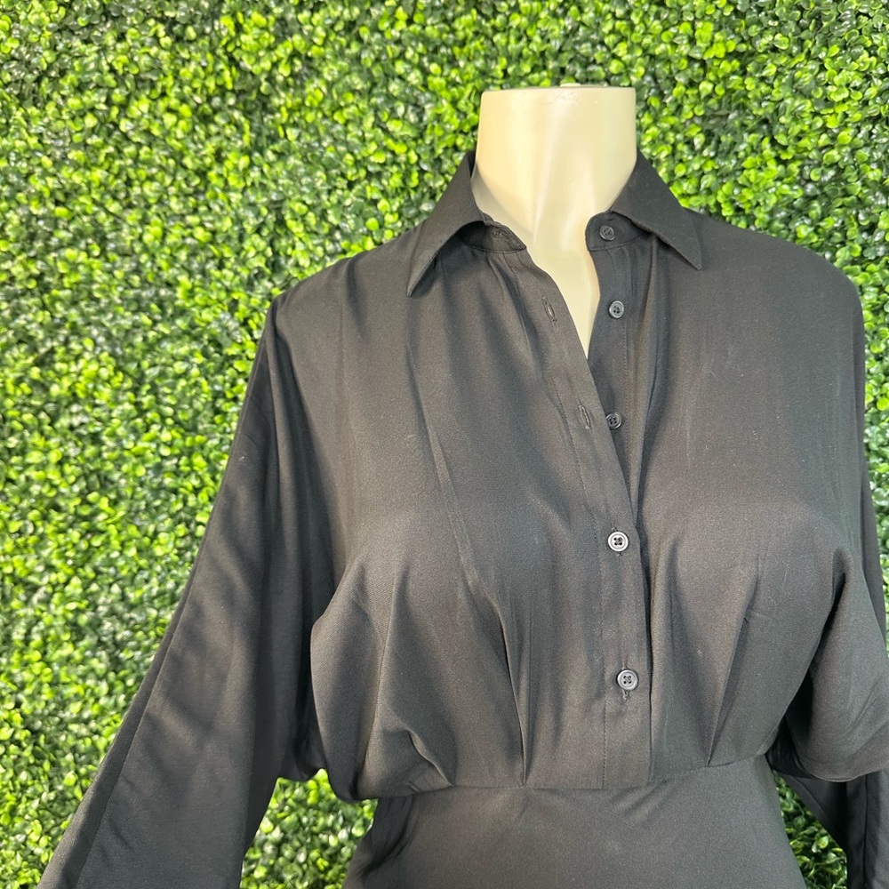 Nwot Half Button Down Express Black Portofino Lon… - image 6